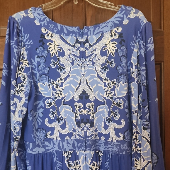 Blue and White Floral Maxi Dress - Picture 5 of 5